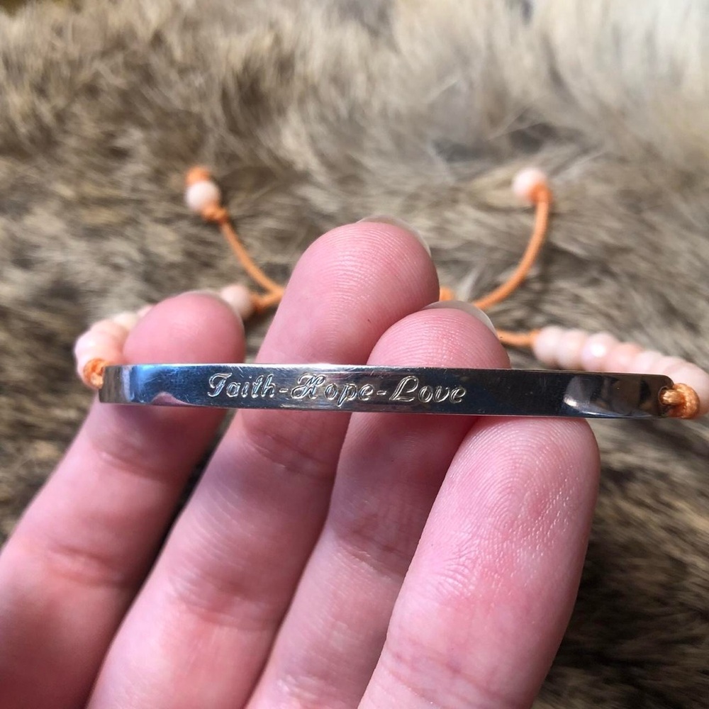 Sterling angel skin coral Faith Hope and Love Thomas Sabo Love Bridge bracelet